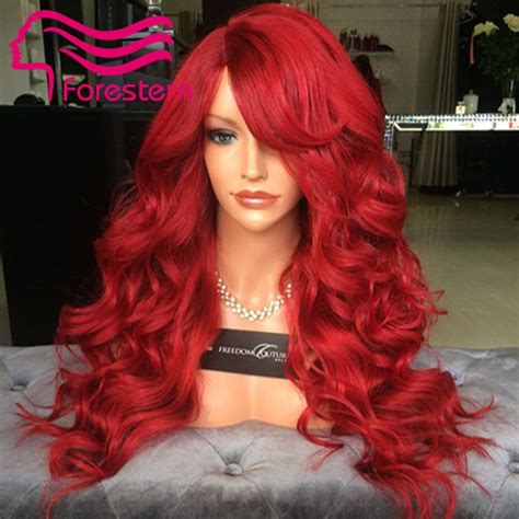 8a Grade Glueless Full Lace Human Hair Wigs Red Brazilian Virgin Hair