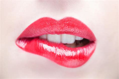 Cancer man behavior when in love guide: Lips. Beauty Red Lip Makeup Detail. Stock Photo - Image of ...