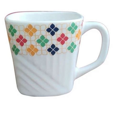White Printed Ceramic Coffee Mug Capacity 250 Ml Sizedimension 4