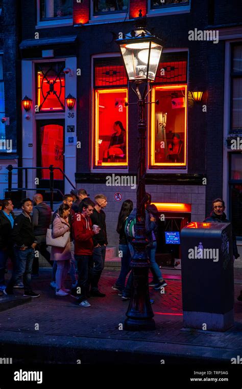 Amsterdam Netherlands Red Light District In The Old Town Bars