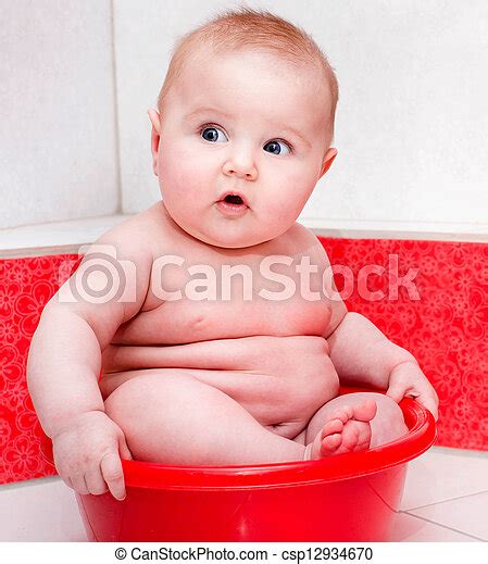 Cute Baby Having Bath In A Tub Canstock