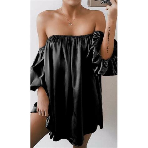 sexy off shoulder pure colour long sleeve evening blouses mini dress with sleeves fashion