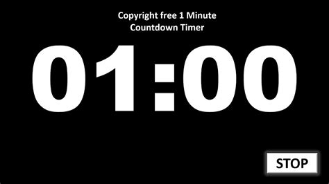 1 Minute Countdown Timer With Alarm No Copyright 60 Seconds Timer