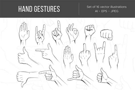 Hand Gestures Custom Designed Illustrations Creative Market