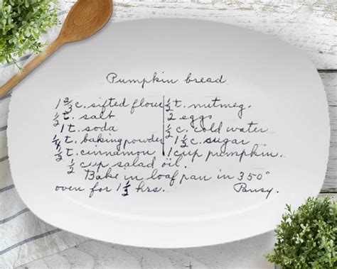 Handwritten Recipe Platter Personalized For You Handwriting Custom