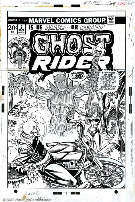 Gil Kane And Joe Sinnott Original Cover Art For Ghost Rider 2 Marvel 1973 Heroe Cómic