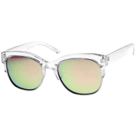 Translucent Colorful Half Frame Mirror Lens Sunglasses Zerouv