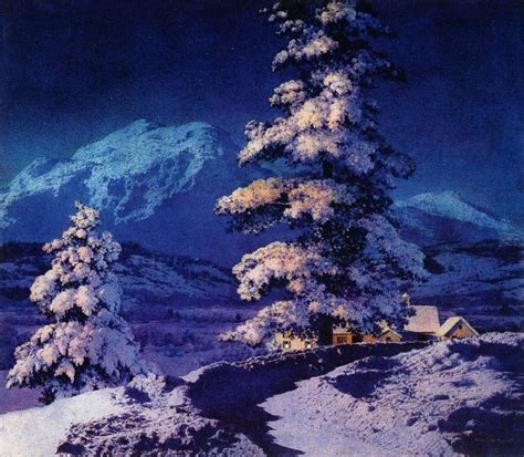 Maxfield Parrish ~ Moonlight Deep Snow 1944 Moonlight Maxfield