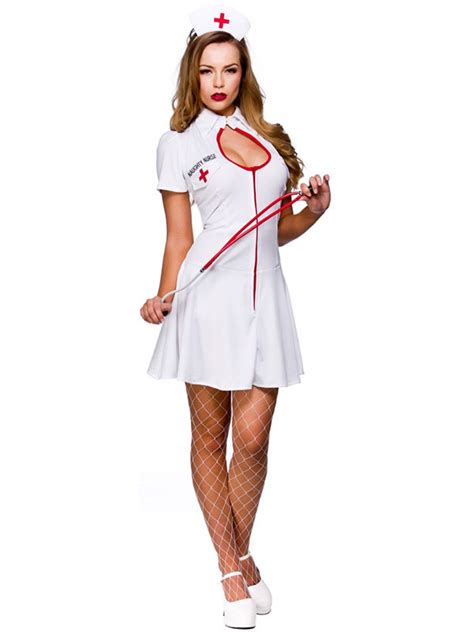 Ladies Naughty Sexy White Uniform Nurse Outfit Fancy Dress Costume