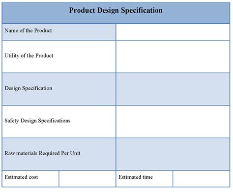 Sample Product Description Template Product Design Specification