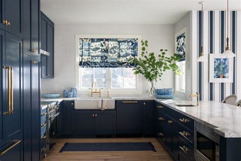 Dark Blue Kitchen Cabinets With Brass Hardware Kitchen Cabinet Ideas