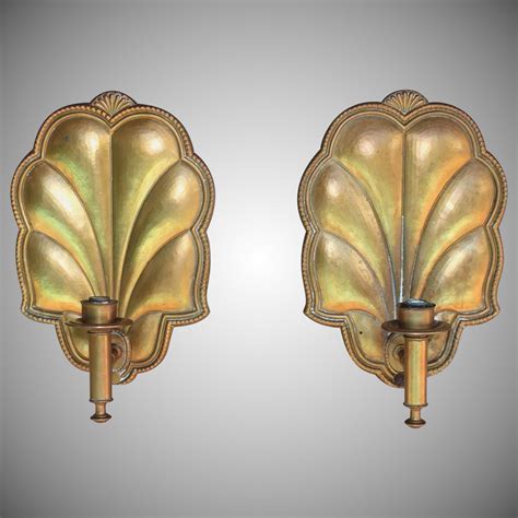 Pair Of Antique French Wall Sconces Gilded Copper