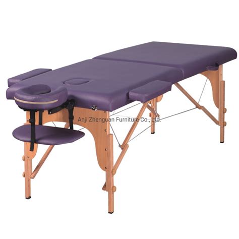 Foldable 2 Section Wooden Massage Table Right Angle Leather Massage Bed Equipment Furniture