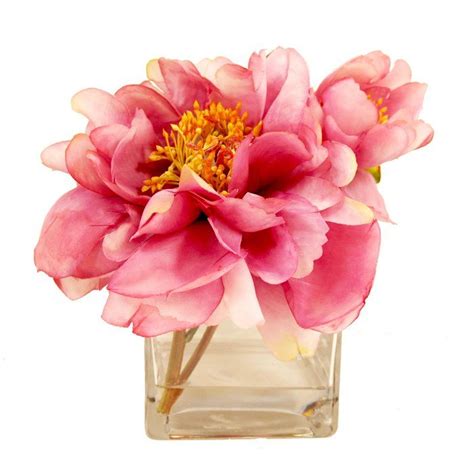 Maybe you would like to learn more about one of these? Single Peony Flower in Water Cube | Faux florals, Faux ...