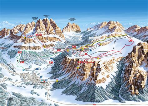 Pistekaart Cortina Dampezzo Wintersport Dorp Met 120km Piste In Italië