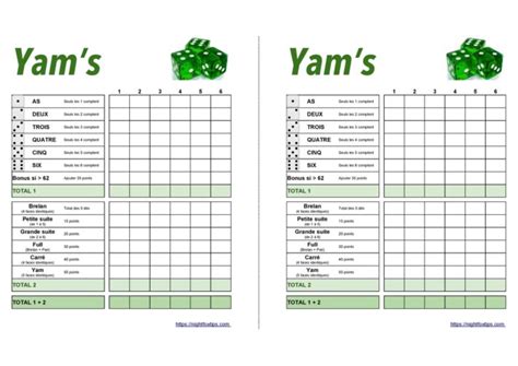 Bloc de Yam's à télécharger et à imprimer gratuitement - Night Fox Tips
