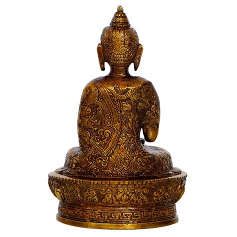 Golden Premium Meditating Blessing Buddha Brass Antique Artifact