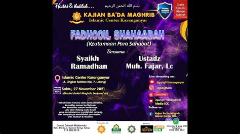 Fadhooil Shahabah Keutamaan Para Sahabat Syaikh Ramadhan Ust Muh