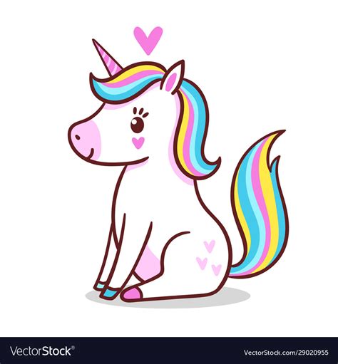 A Cute Little Unicorn Is Sitting On A White Vector Image