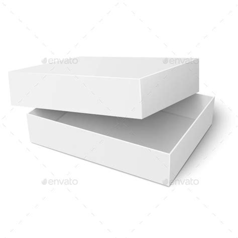 Template Of White Cardboard Box With Opened Lid Cardboard Boxes With