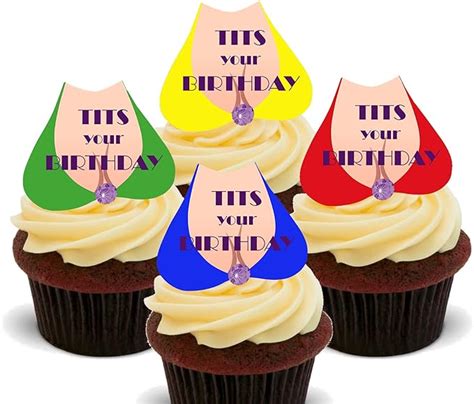 Made4you Tits Your Birthday Funnyrude Edible Cupcake Toppers Stand