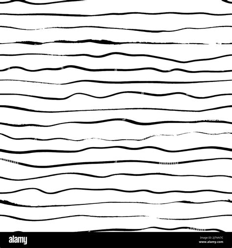 Thin Horizontal Lines Hand Drawn Seamless Pattern Stock Vector Image