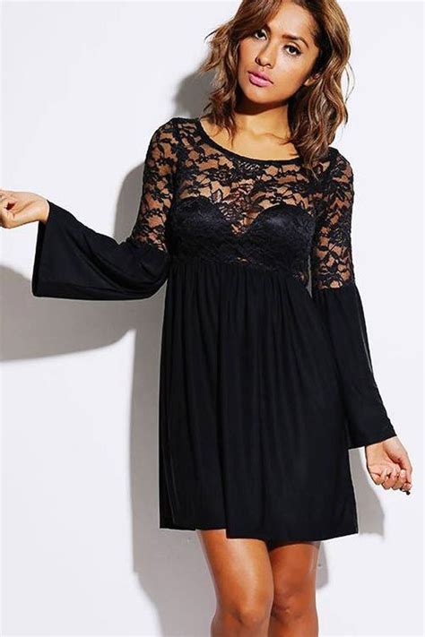 The lily dress is decorated with a subtle metallic line to up the standard of the lbd. Black Sheer Lace Retro Long Sleeve Skater Dress - Online ...