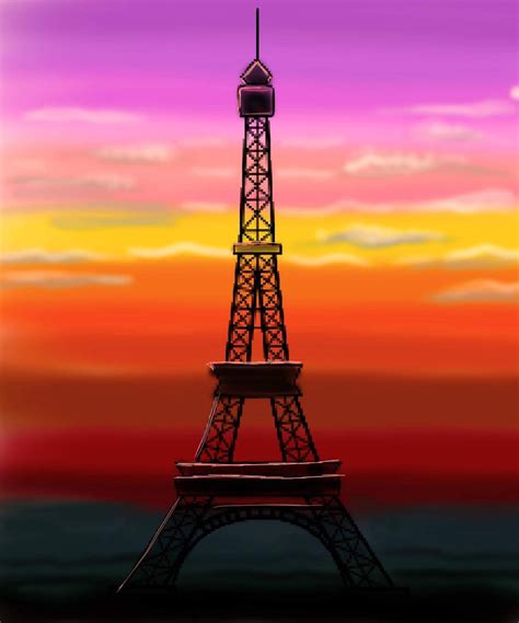 Easy Eiffel Tower Scenery Drawing Painting For Beginners