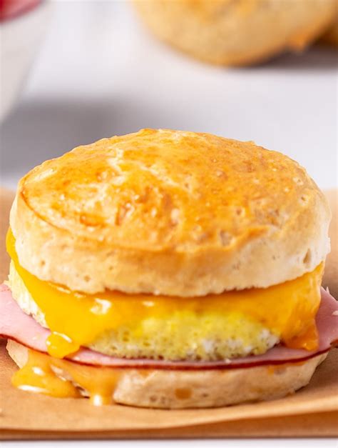 Breakfast Biscuit Ham Cheese Closeup 1 On The Go Bites