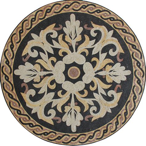 Classic Floral Central Floor Medallion Mosaic Mosaic Marble