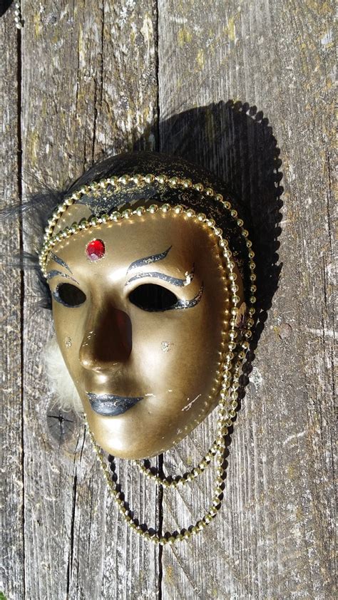 Venetian Face Mask Ceramic Full Face Mask Bronze Color Etsy