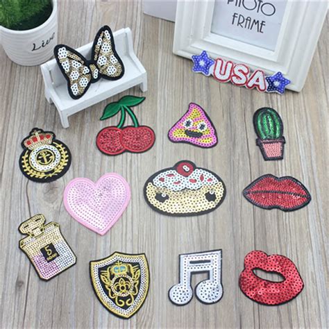 1pc Embroidered Iron On Patches Clothes Sequins Pop Diyembroidered
