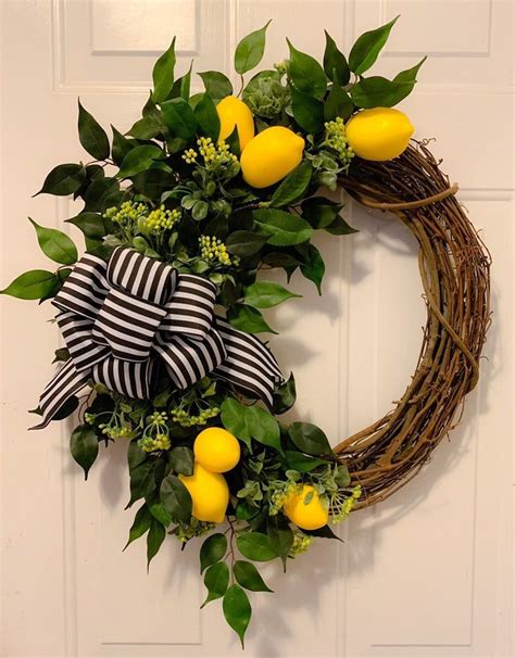 Summer Wreath Lemon Wreath Lemon Decor Summer Front Door Etsy In 2020