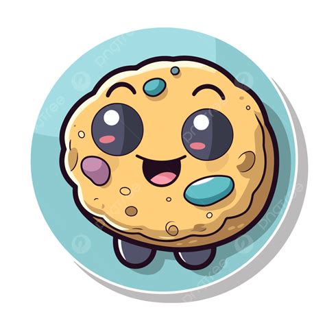 Cute Animated Cartoon Cookie Icon With Colorful Eyes Vector Clipart Alignment Alignment