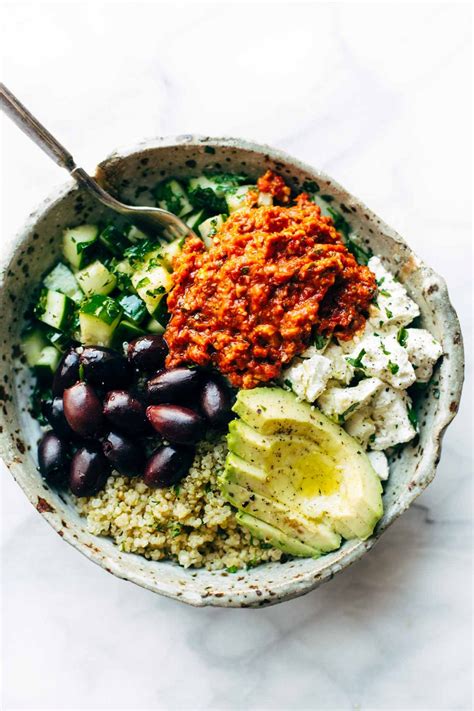 Mediterranean Quinoa Bowl With Roasted Red Pepper Sauce Tumblr Pics