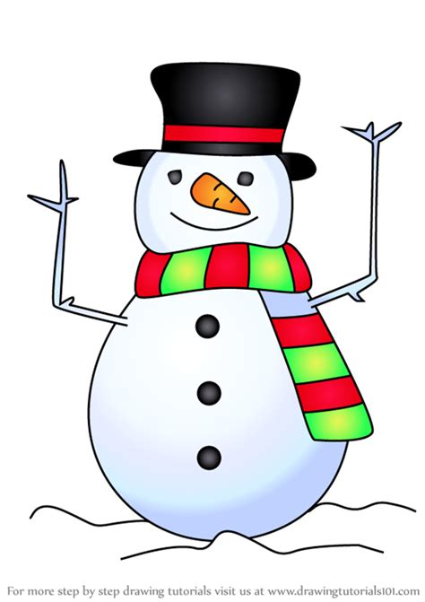 Step By Step How To Draw Christmas Snowman
