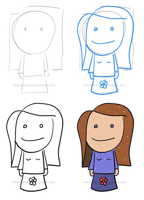 How To Draw A Cartoon Girl In 2020 Girl Cartoon Simple Cartoon