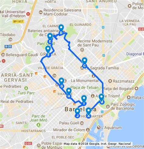 Barcelona Walking Tour Google My Maps Map Walking Tour Walking Map