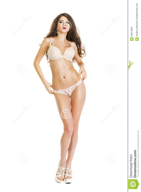 Beautiful Full Body Brunette Beauty Woman In Underwear Stock Photo Image Of Beauty Isolated