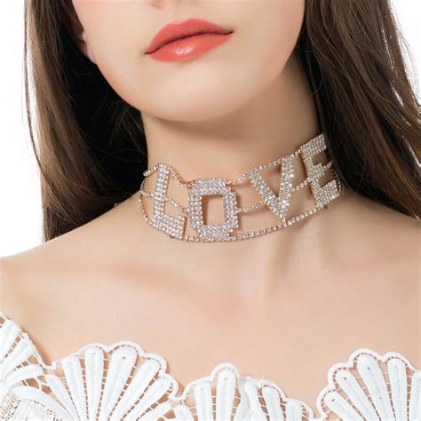 Luxury Full Pendant Choker Necklace Crystal Rhinestone Lover Collar Chain Wedding Jewelry