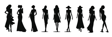 Set Of Woman Silhouettes Collection Of Fashion Woman Model Silhouette Girls Woman Sexy Posing