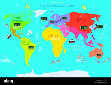 Time Zones On A World Map Time Difference Between Countries In Summer