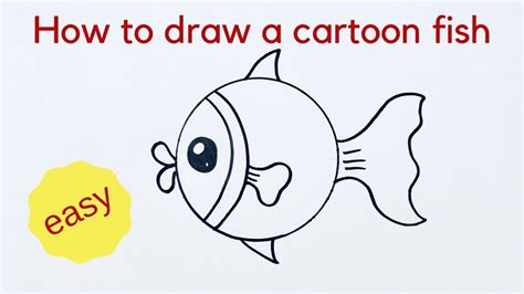 Beginners How To Draw A Cartoon Fish Very Easy Youtube