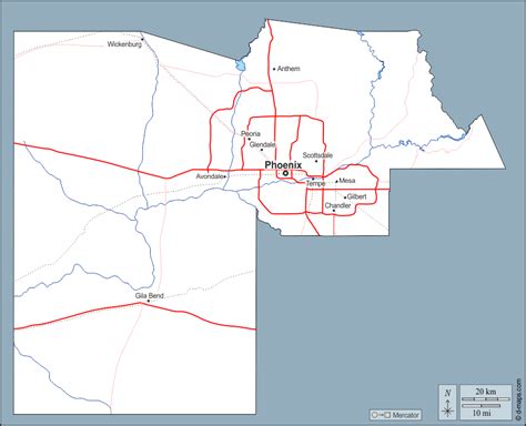 Condado De Maricopa Mapa Gratuito Mapa Mudo Gratuito Mapa En Blanco