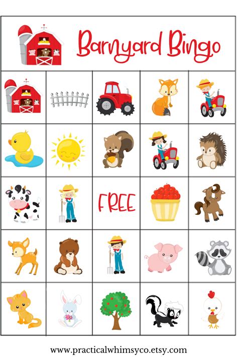 Farm Bingo Printable Printable Blank World