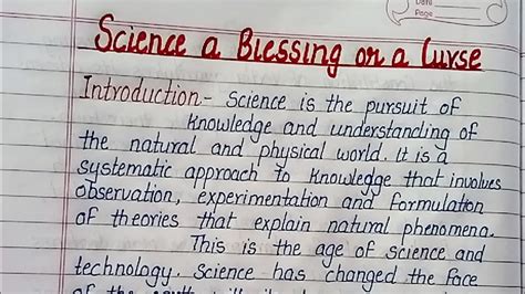 Write Essay On Science A Blessing Or A Curse Science A Boon Or A Bane