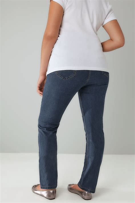 Blue Vintage Wash Straight Leg Ruby Jeans Plus Size 16 To 30