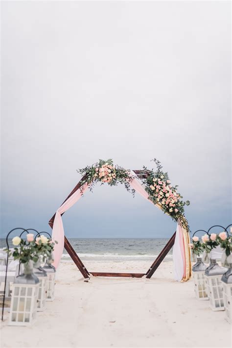 Pink White Gold Hexagon Arch Wedding Arch Flowers Wedding Arch