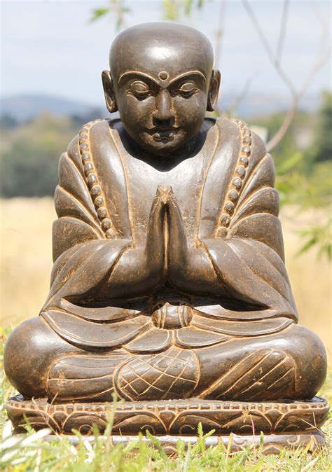 Sold Stone Praying Buddhist Monk Statue 24 100ls319 Hindu Gods