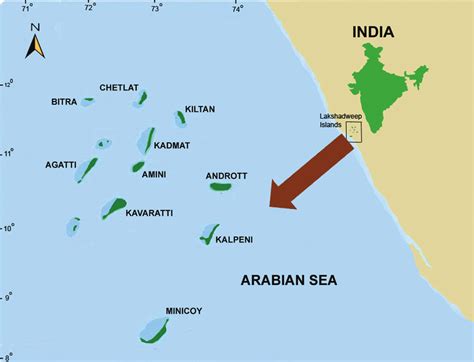 Map Of Lakshadweep Showing The Ten Inhabited Islands From Where Fish